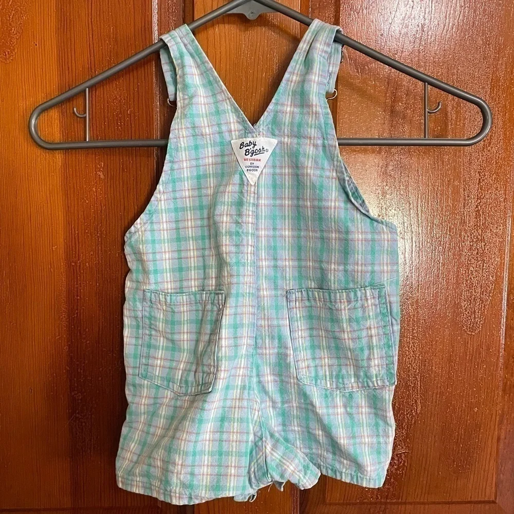 Vintage Osh Kosh B’Gosh Plaid Overalls Size 3-6 months